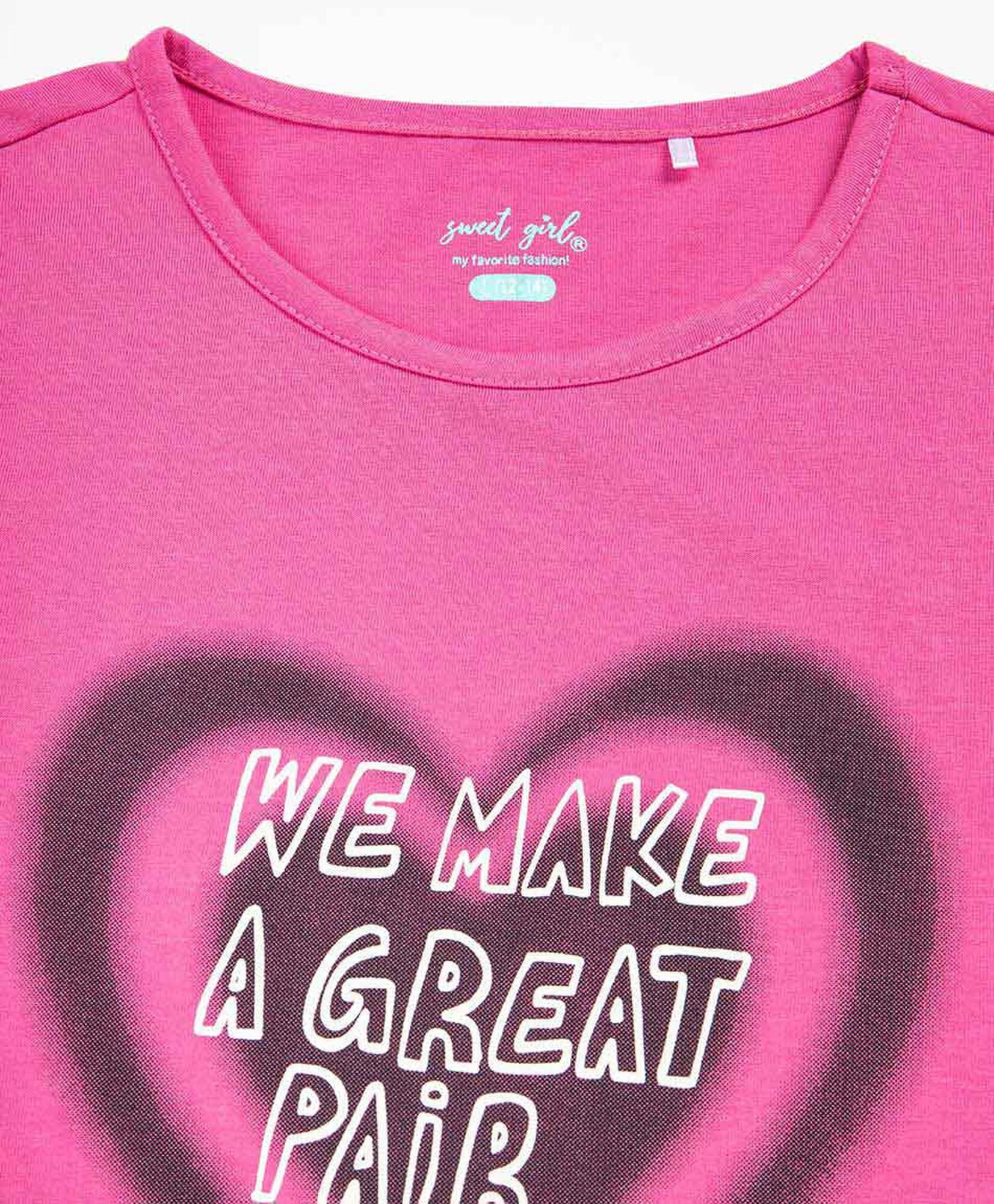 Polera niña fucsia corazón Polera niña fucsia corazón