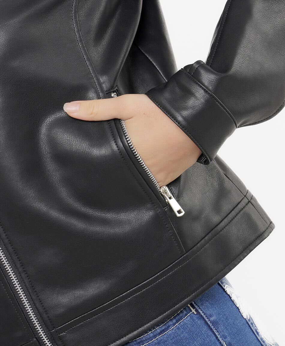 Chaqueta mujer biker eco-cuero negra