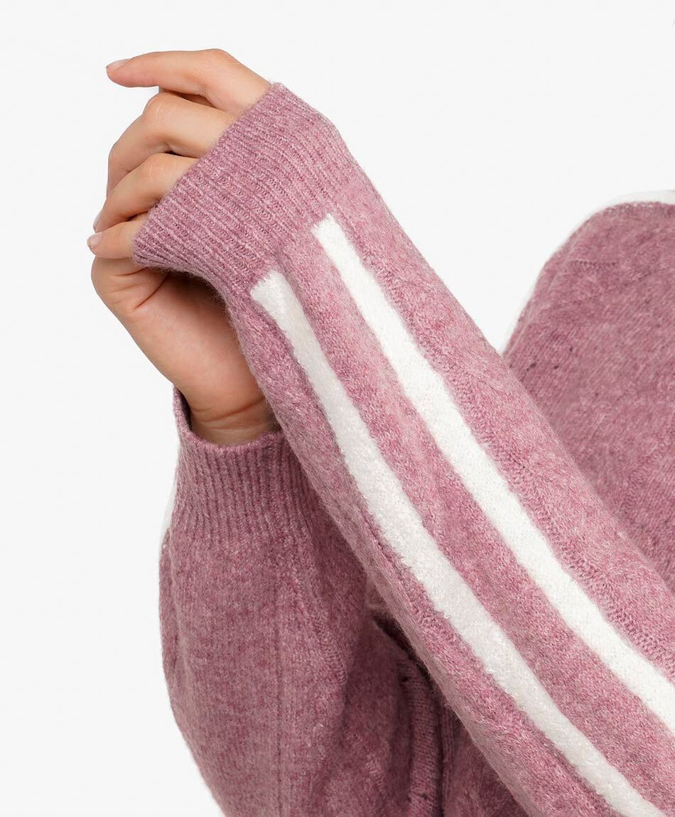 Sweater mujer jacquard tape rose