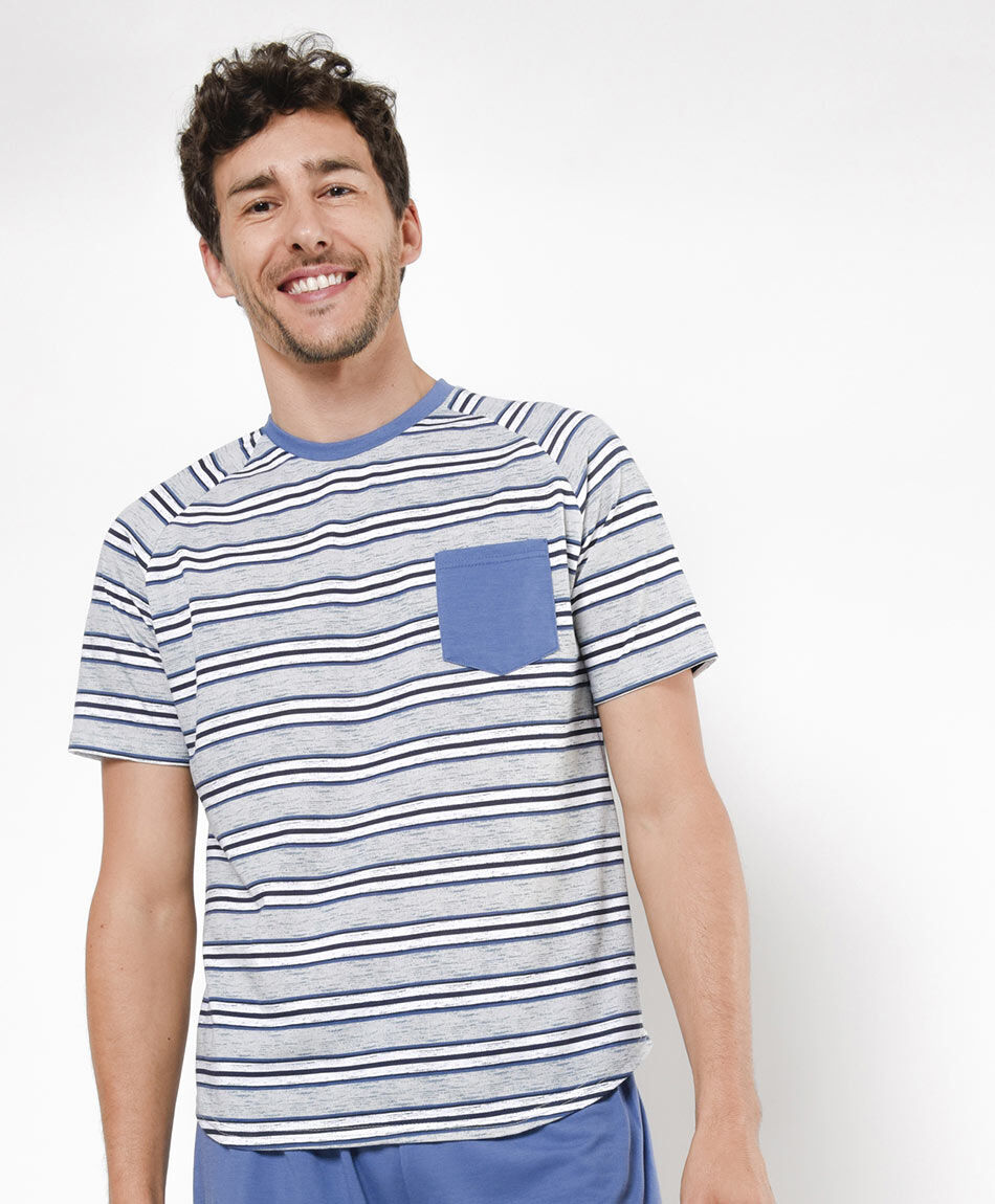 Pijama hombre rayas bolsillo 2 piezas