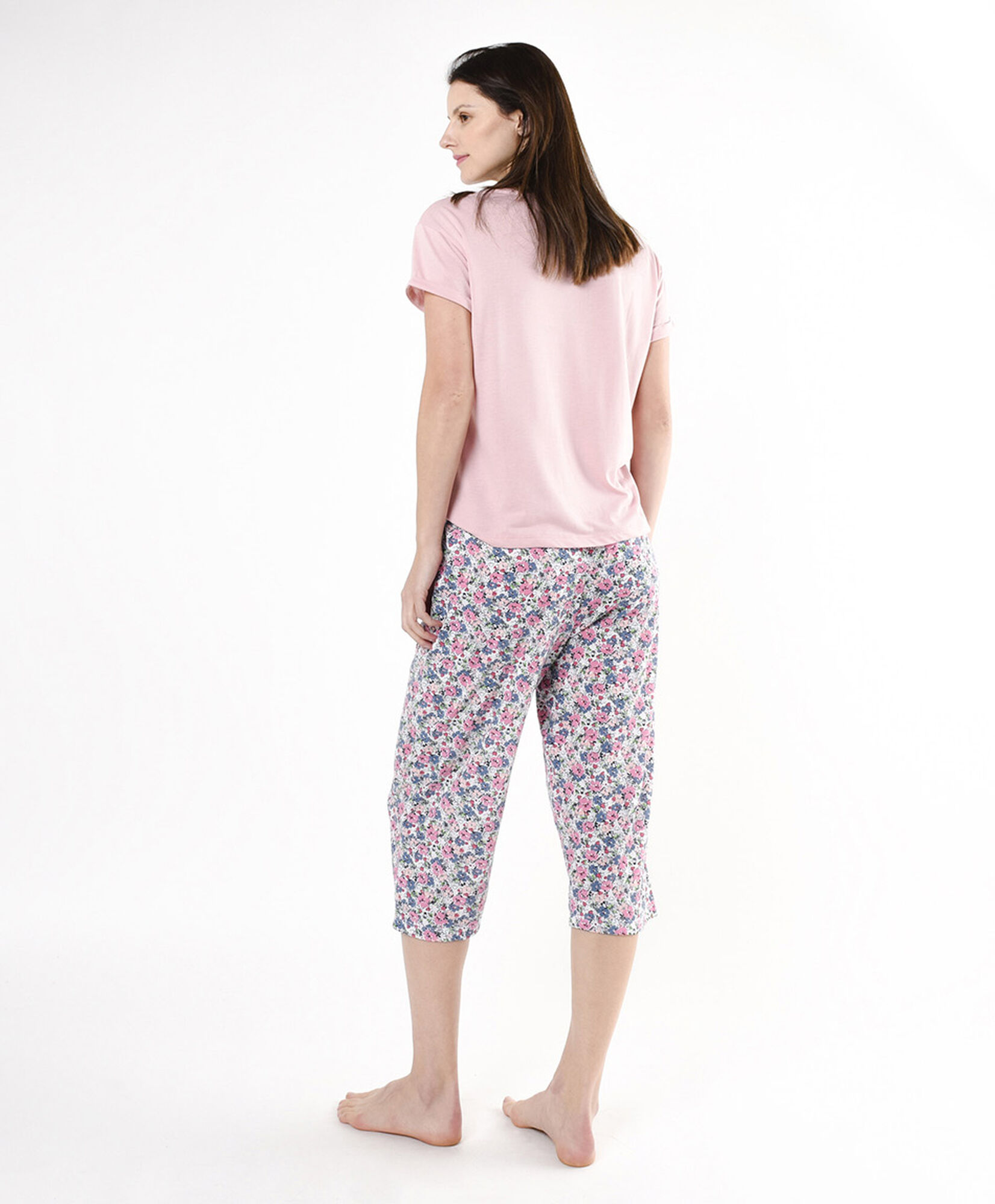 Pijama mujer frase floreado capri Pijama mujer frase floreado capri