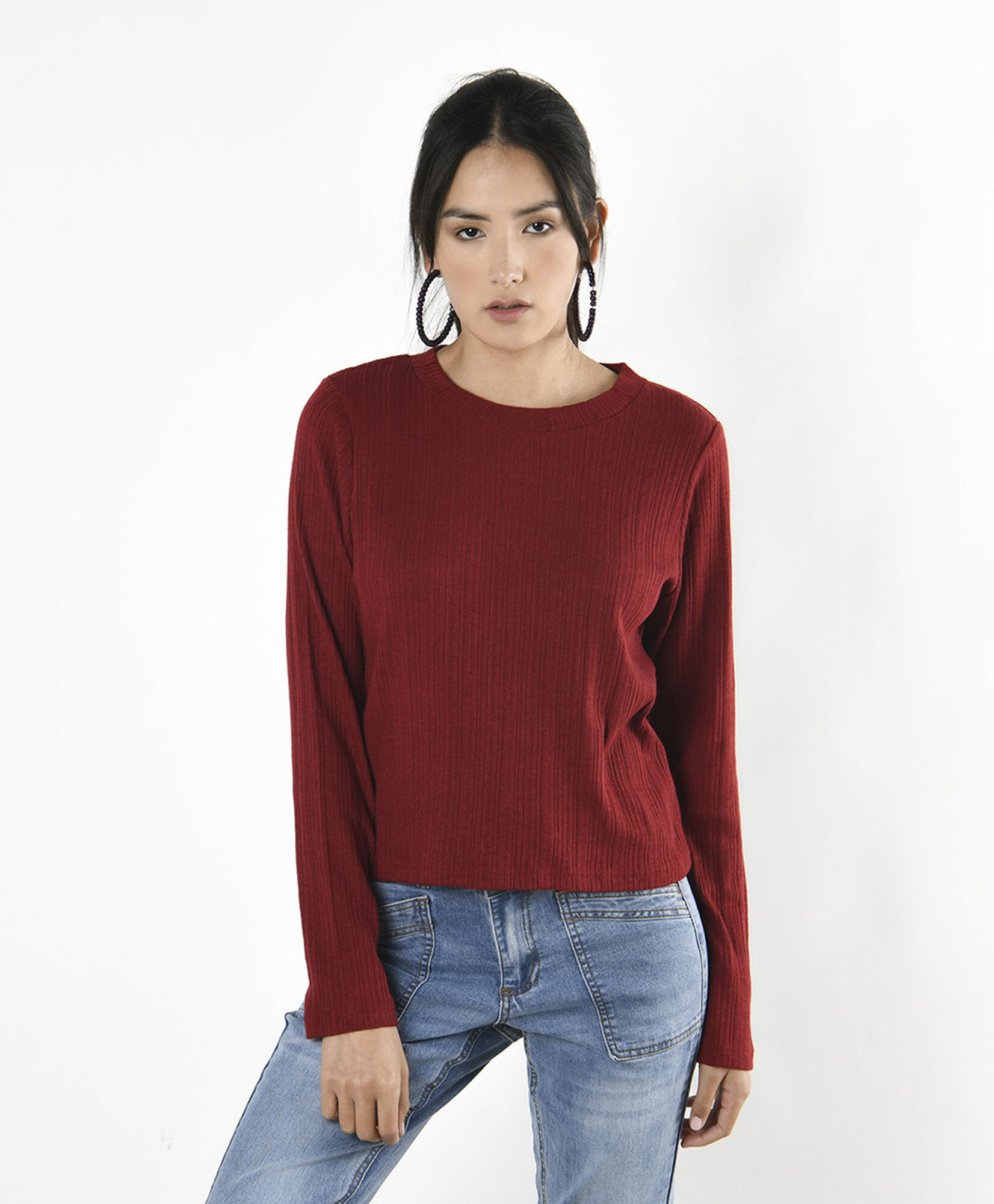 Polera mujer textura burdeo Polera mujer textura burdeo