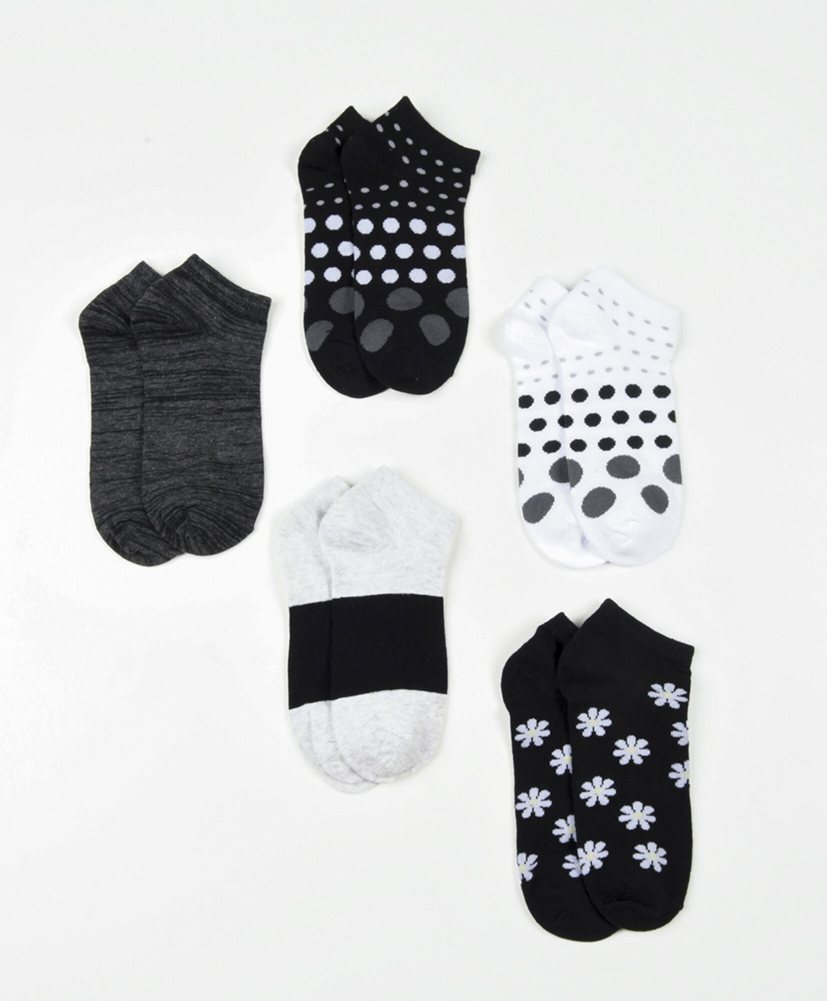 Pack 5 calcetines mujer puntos y flores Pack 5 calcetines mujer puntos y flores