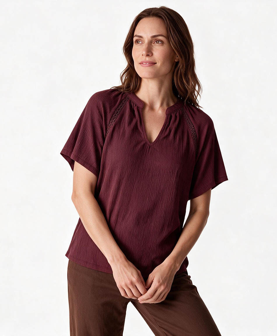 Polera mujer mao encajes