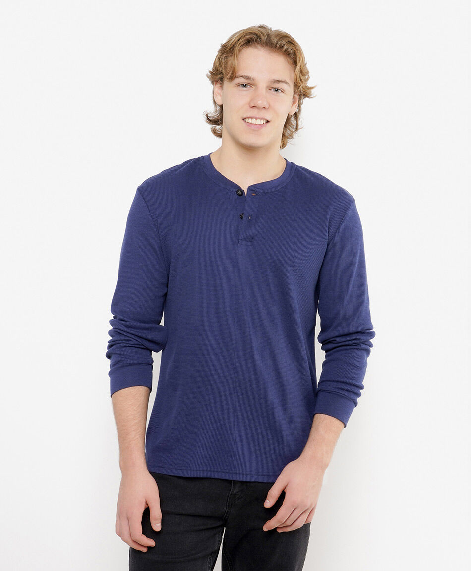 Polera hombre texturizada botones