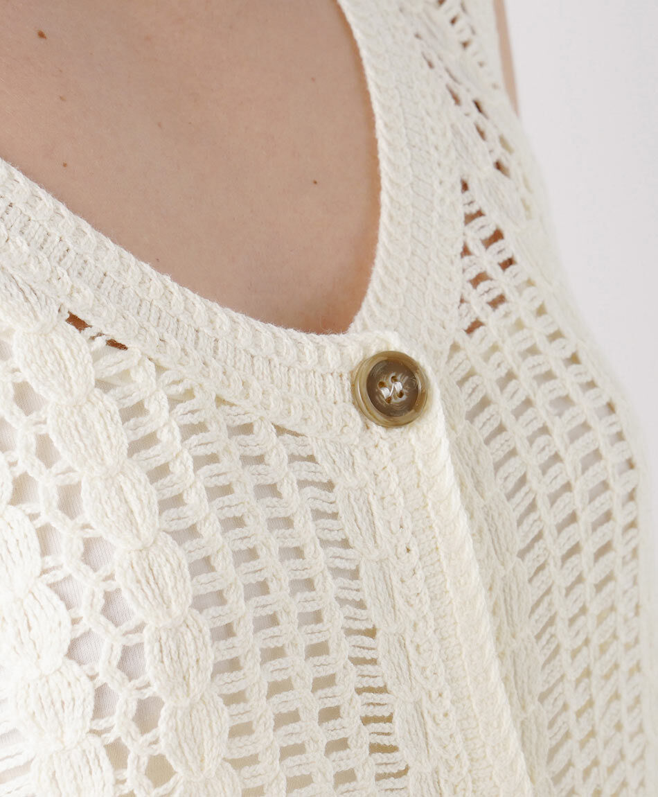 Cardigan mujer calado sin mangas