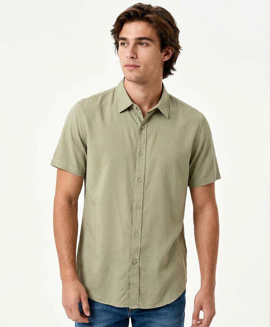 Camisa hombre lisa manga corta