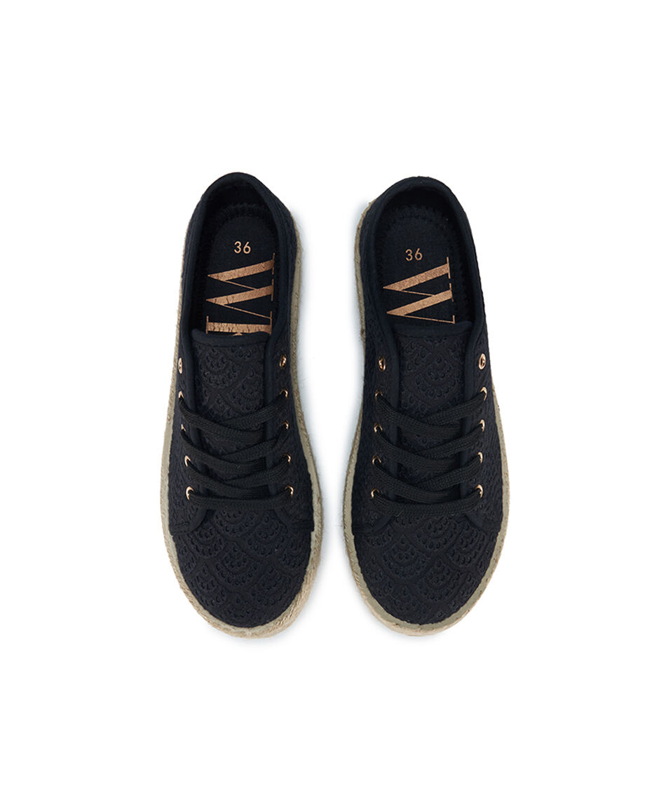 Zapatilla mujer rafia negra