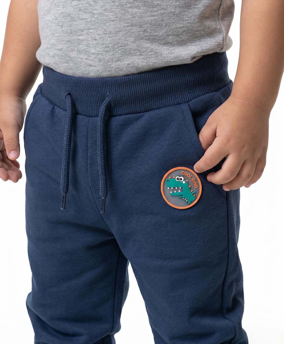 Pantal&oacute;n buzo beb&eacute; parche dinosaurio