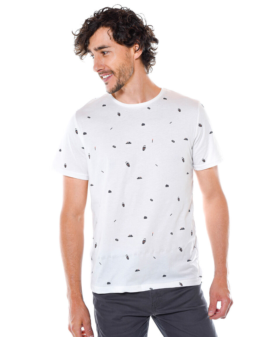 Polera estampada cuello redondo