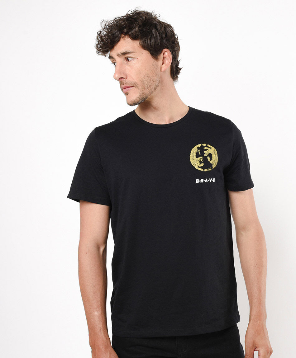 Polera hombre doble estampado tigres