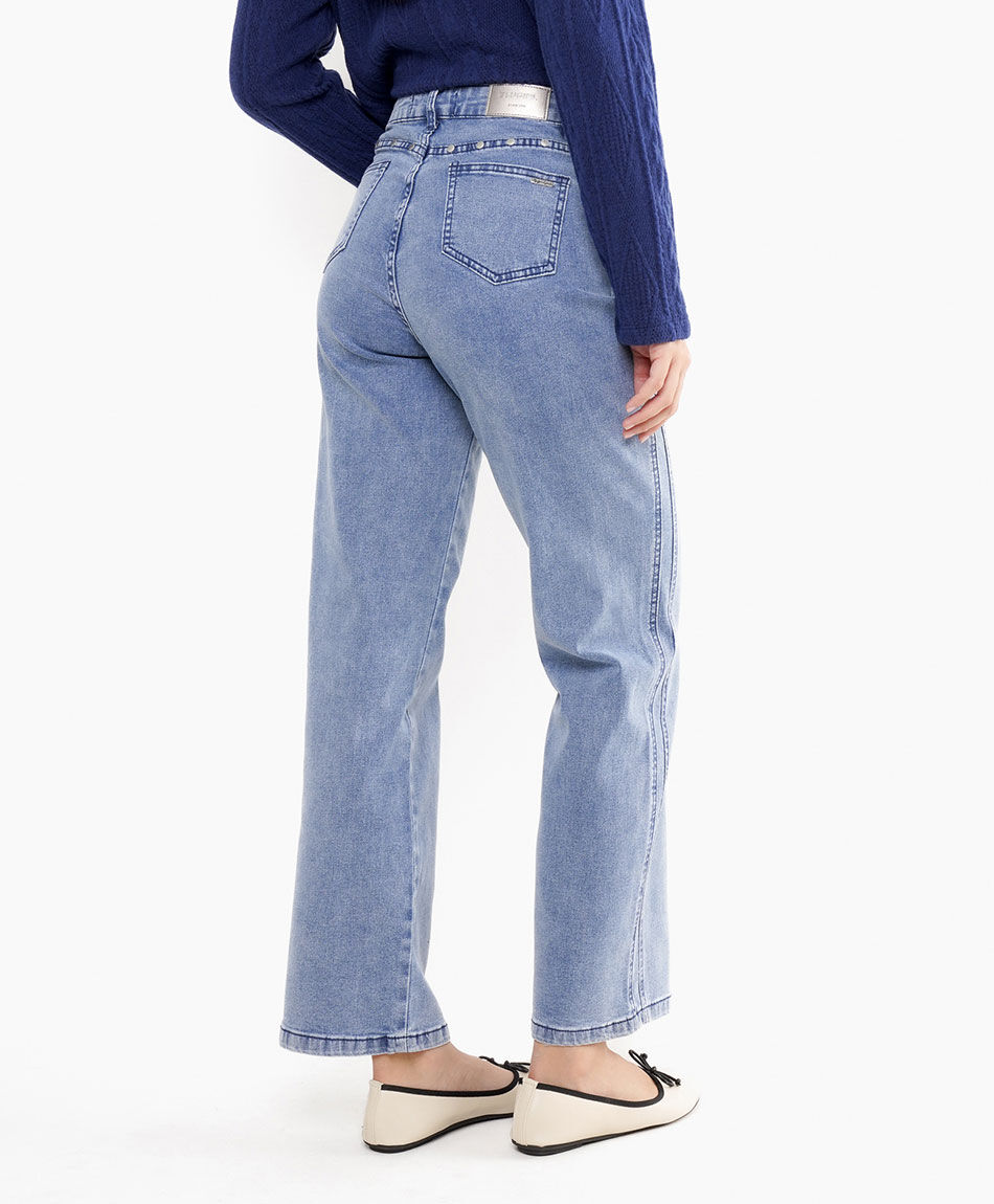Jeans mujer wide leg tiro alto blue