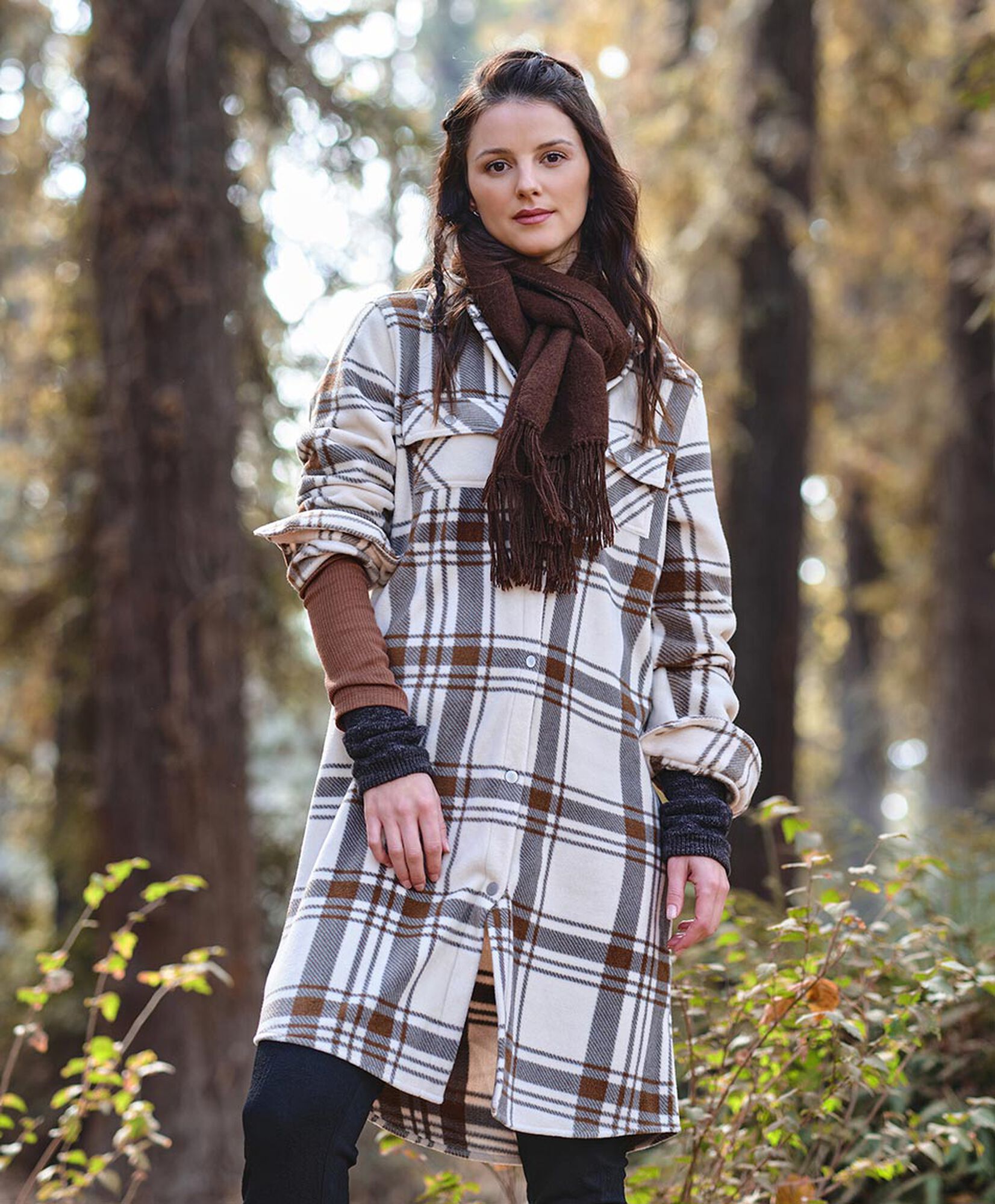 Chaqueta mujer escocesa extra larga Chaqueta mujer escocesa extra larga