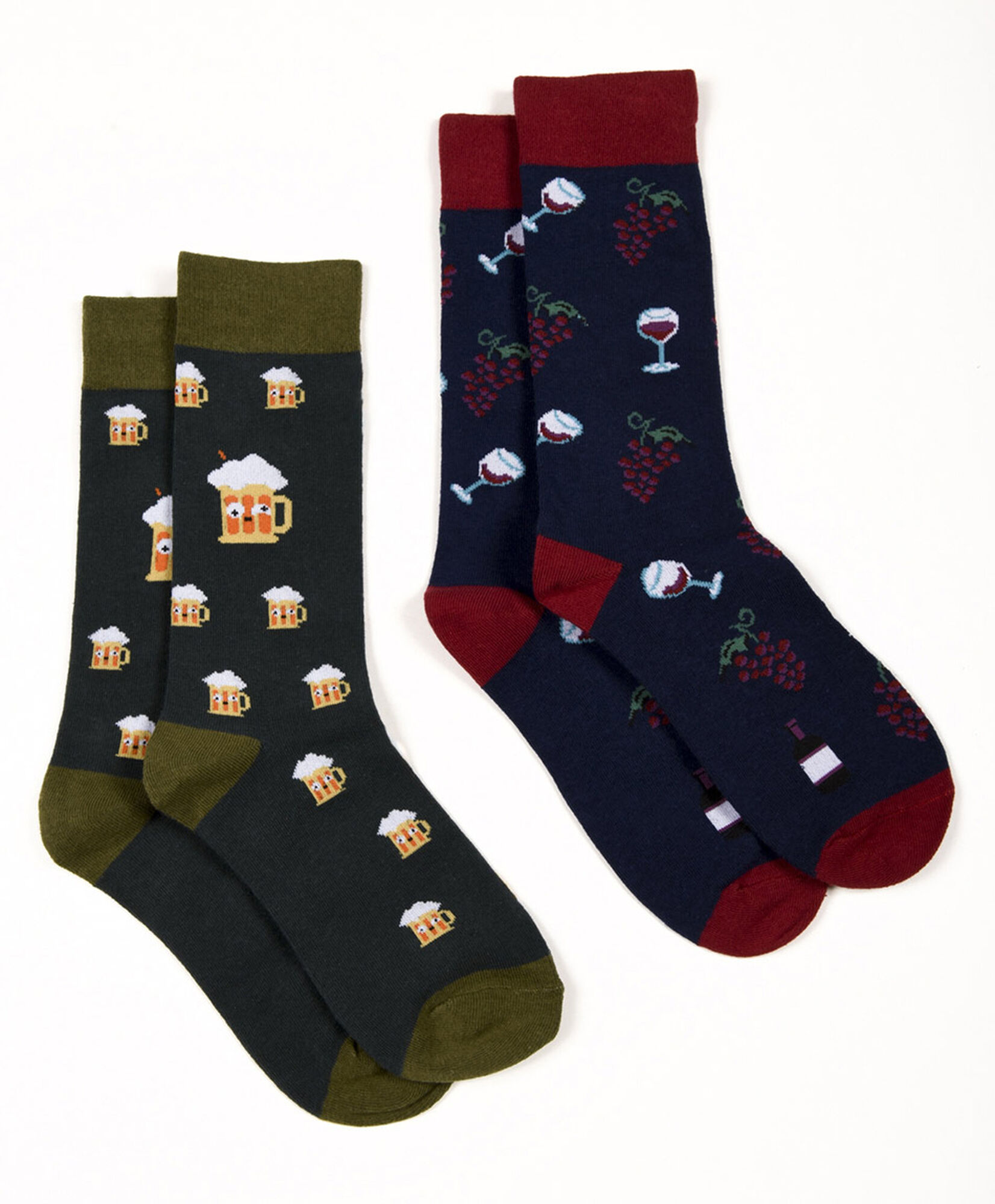 Pack 2 calcetines hombre vino y cerveza Pack 2 calcetines hombre vino y cerveza