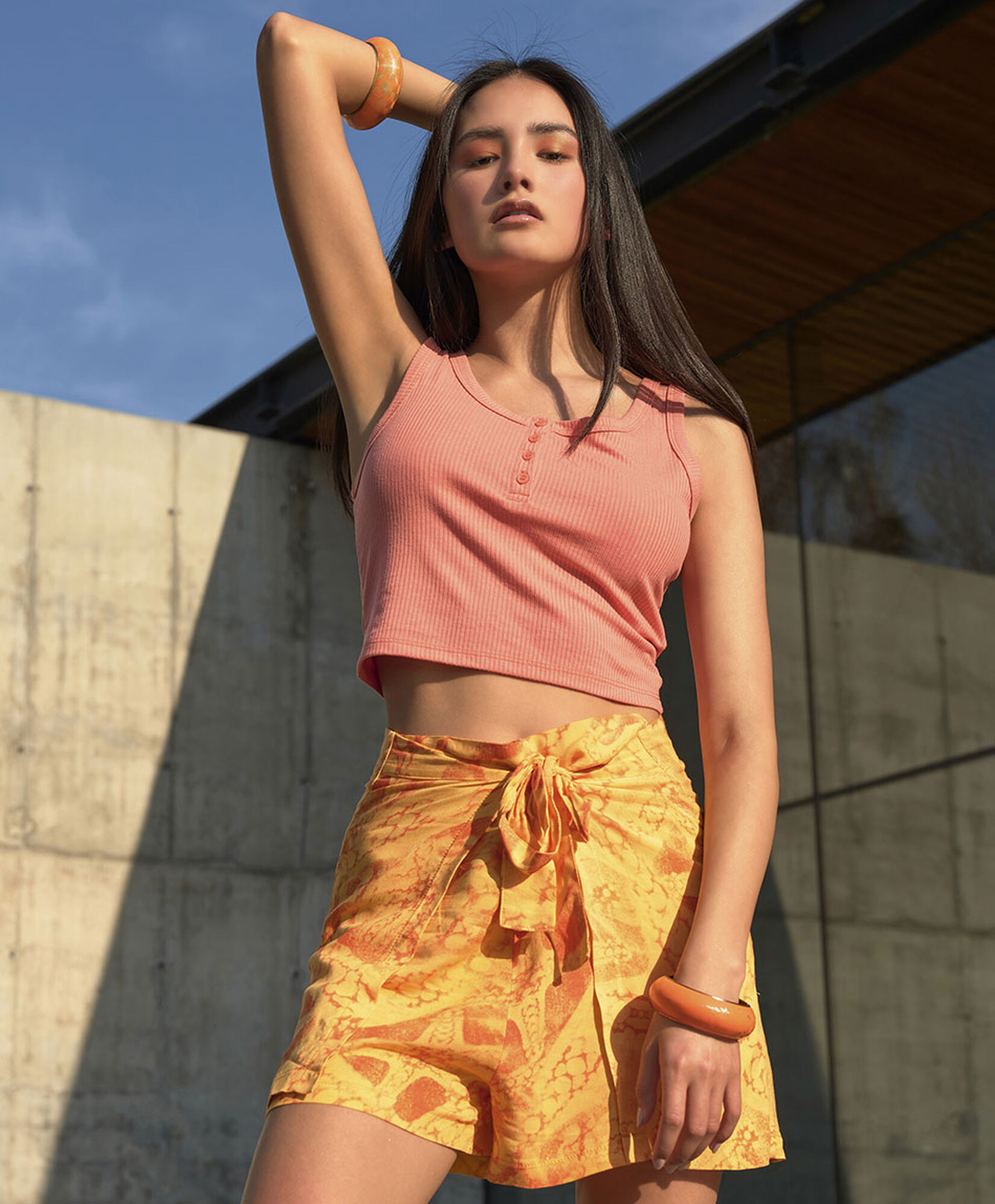 Polera mujer crop botones Polera mujer crop botones