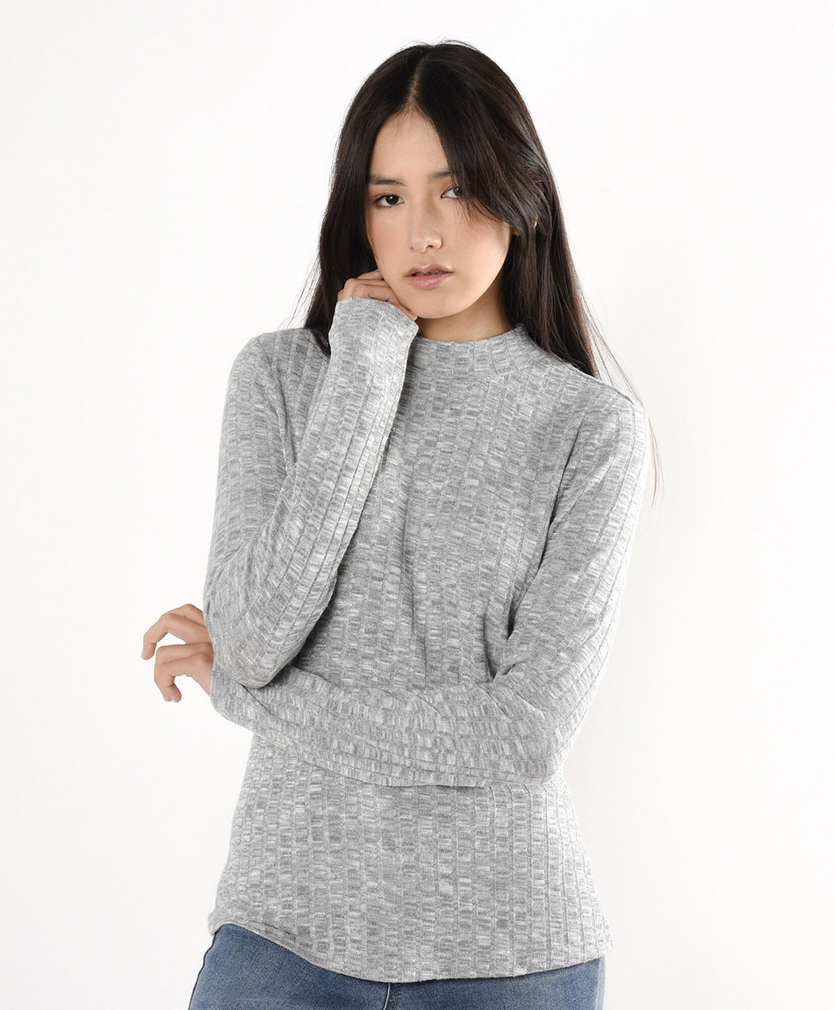 Polera mujer estilo tejida gris Polera mujer estilo tejida gris