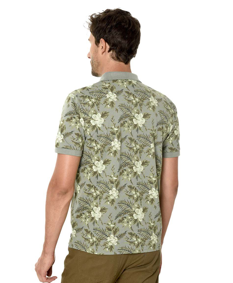 Polera cuello polo estampada