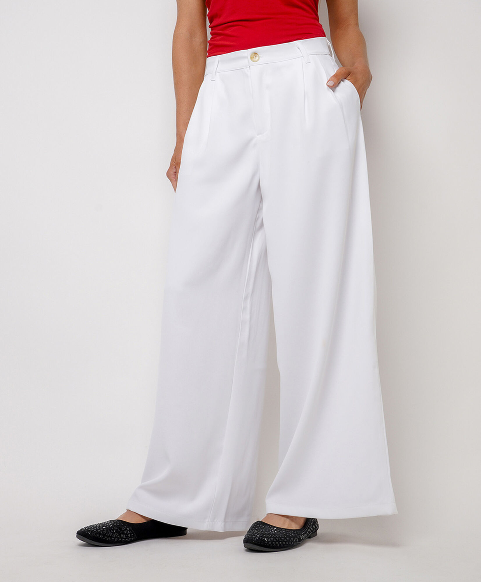 Pantalón mujer blanco wide Pantalón mujer blanco wide