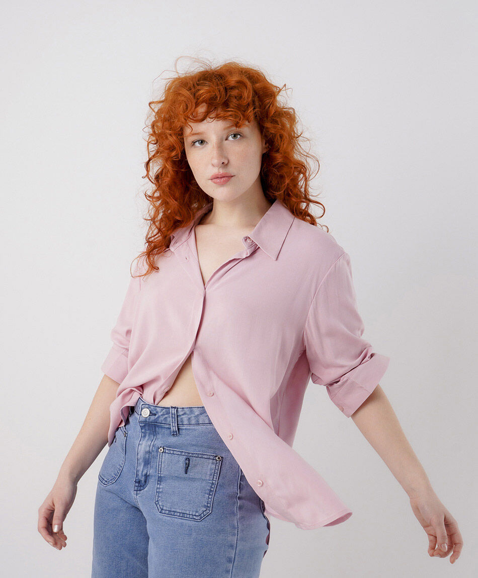 Blusa mujer camisera rosada