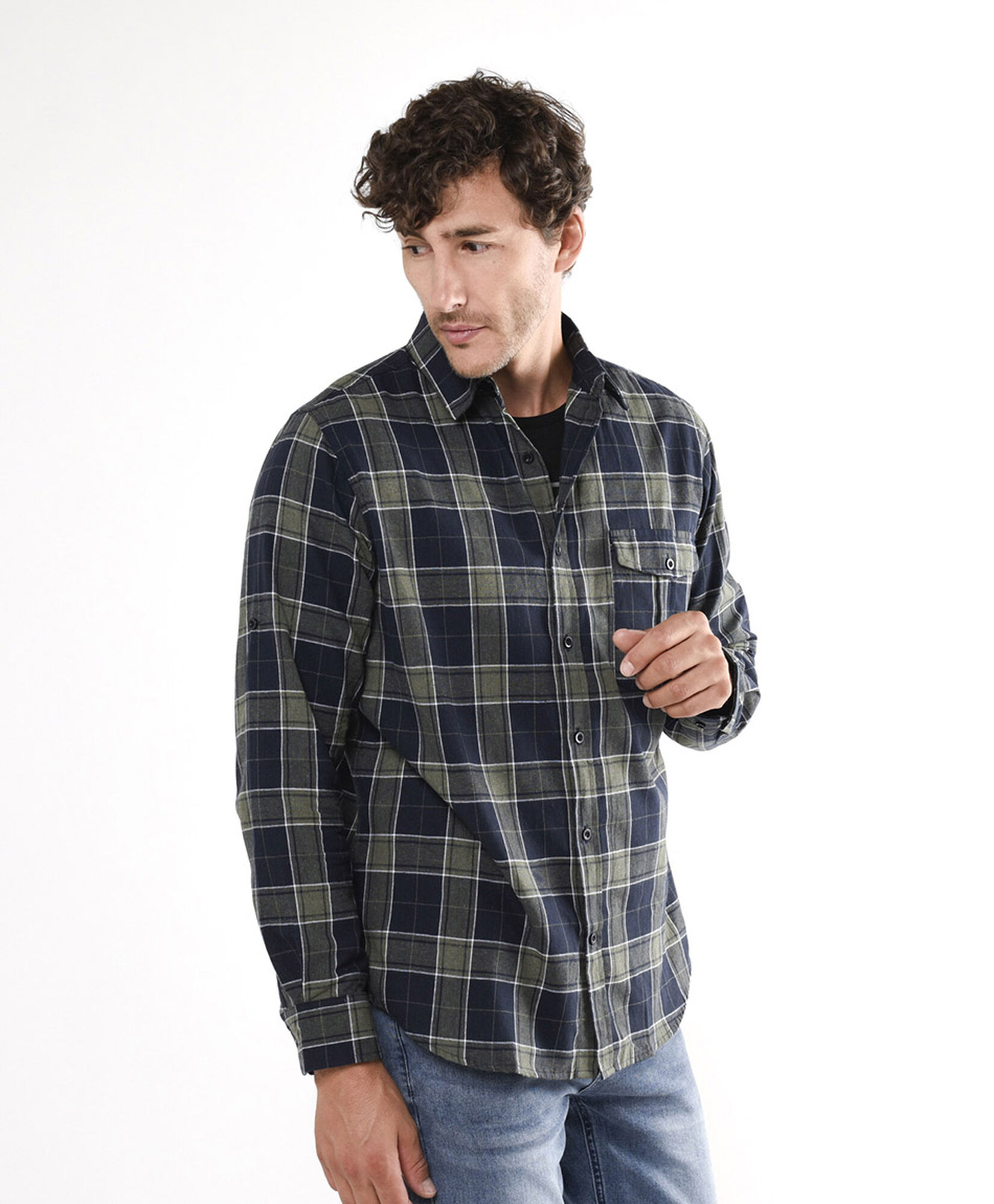 Camisa hombre cuadrillé verde oscuro Camisa hombre cuadrillé verde oscuro