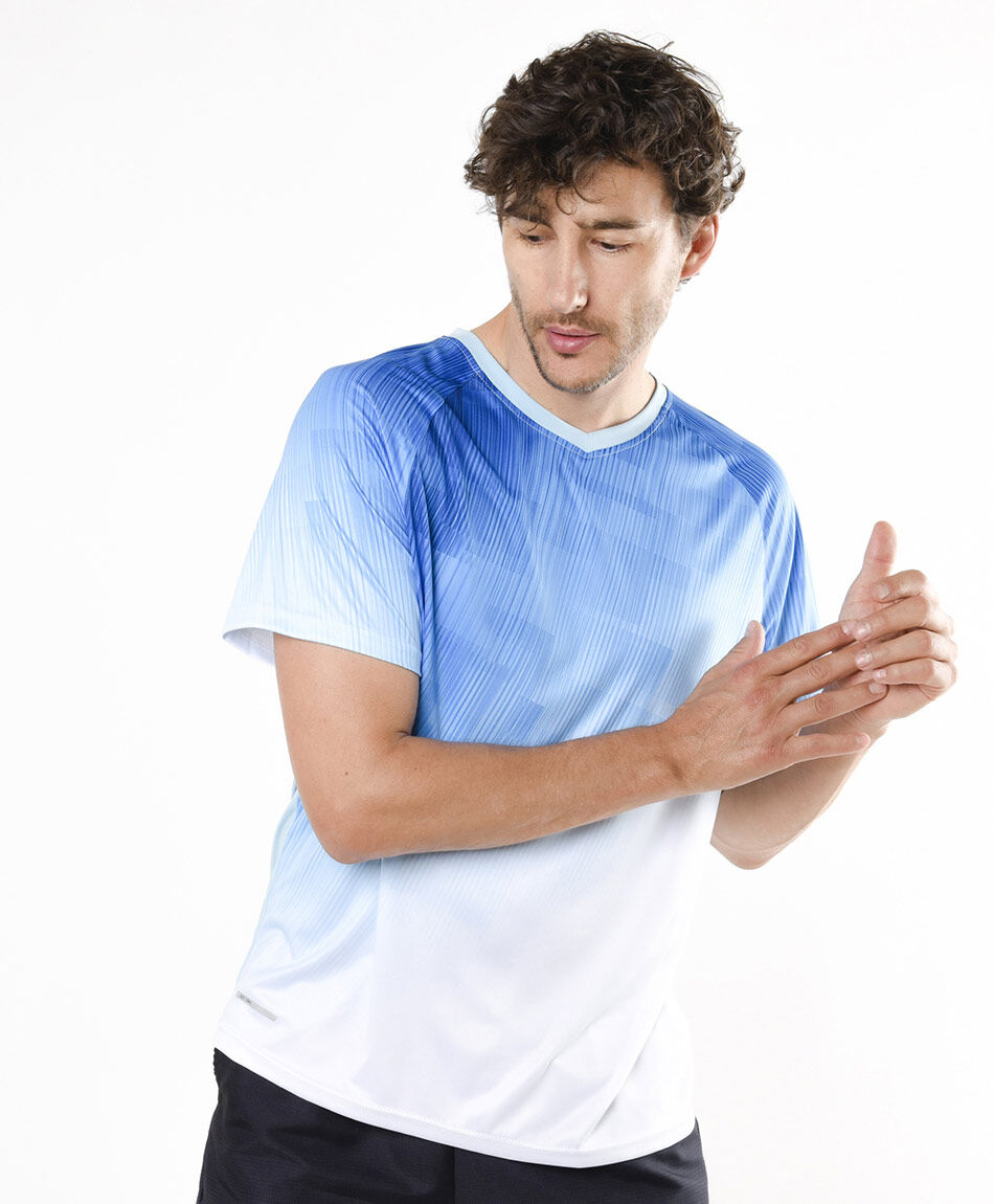 Polera deportiva hombre colores azules TRICOT