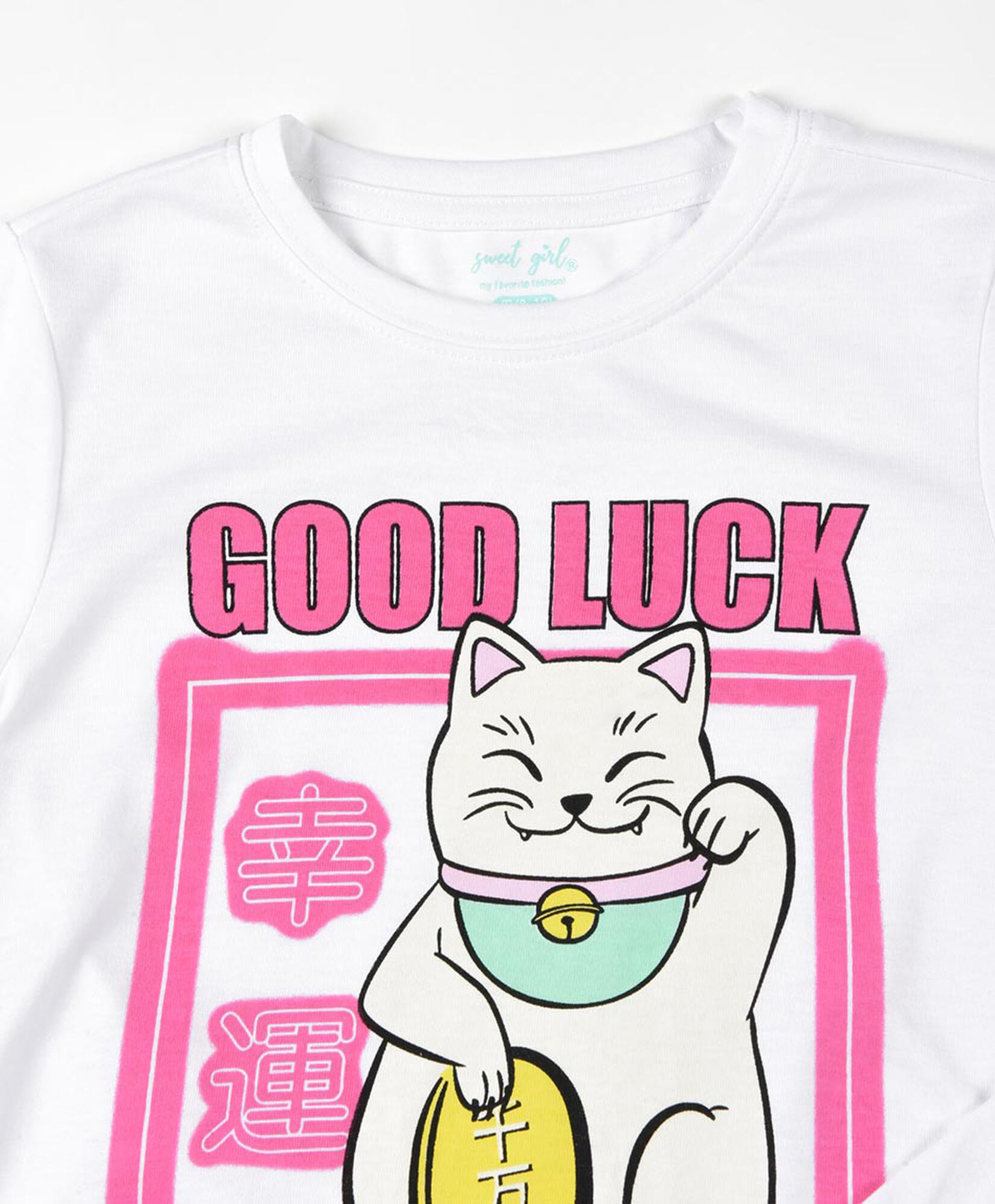 Polera niña gatito buena suerte Polera niña gatito buena suerte