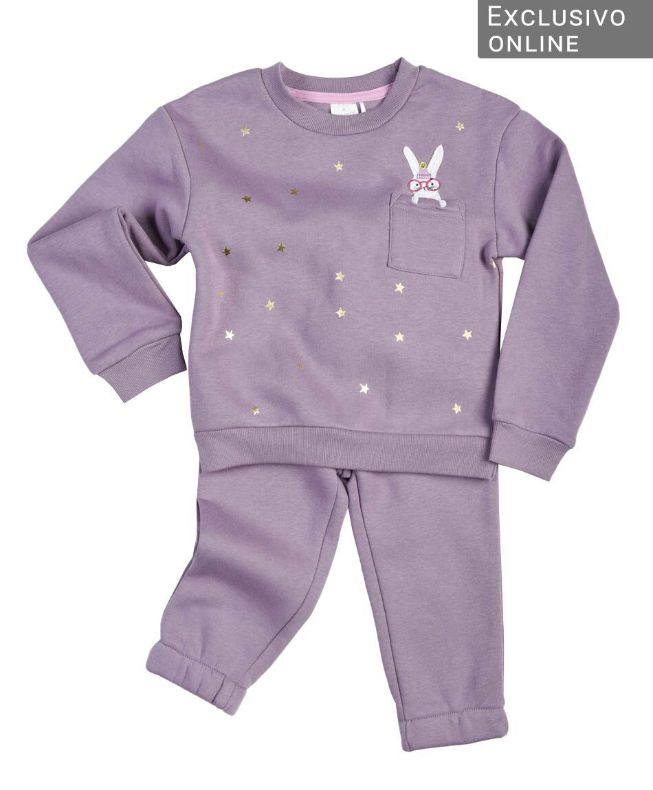 Set buzo beb&eacute; conejo y estrellas