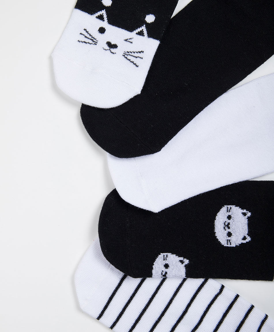 Pack 5 calcetines mujer cortos gatitos