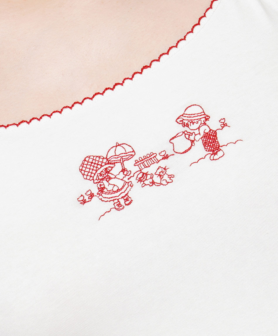 Polera mujer top bordado jard&iacute;n