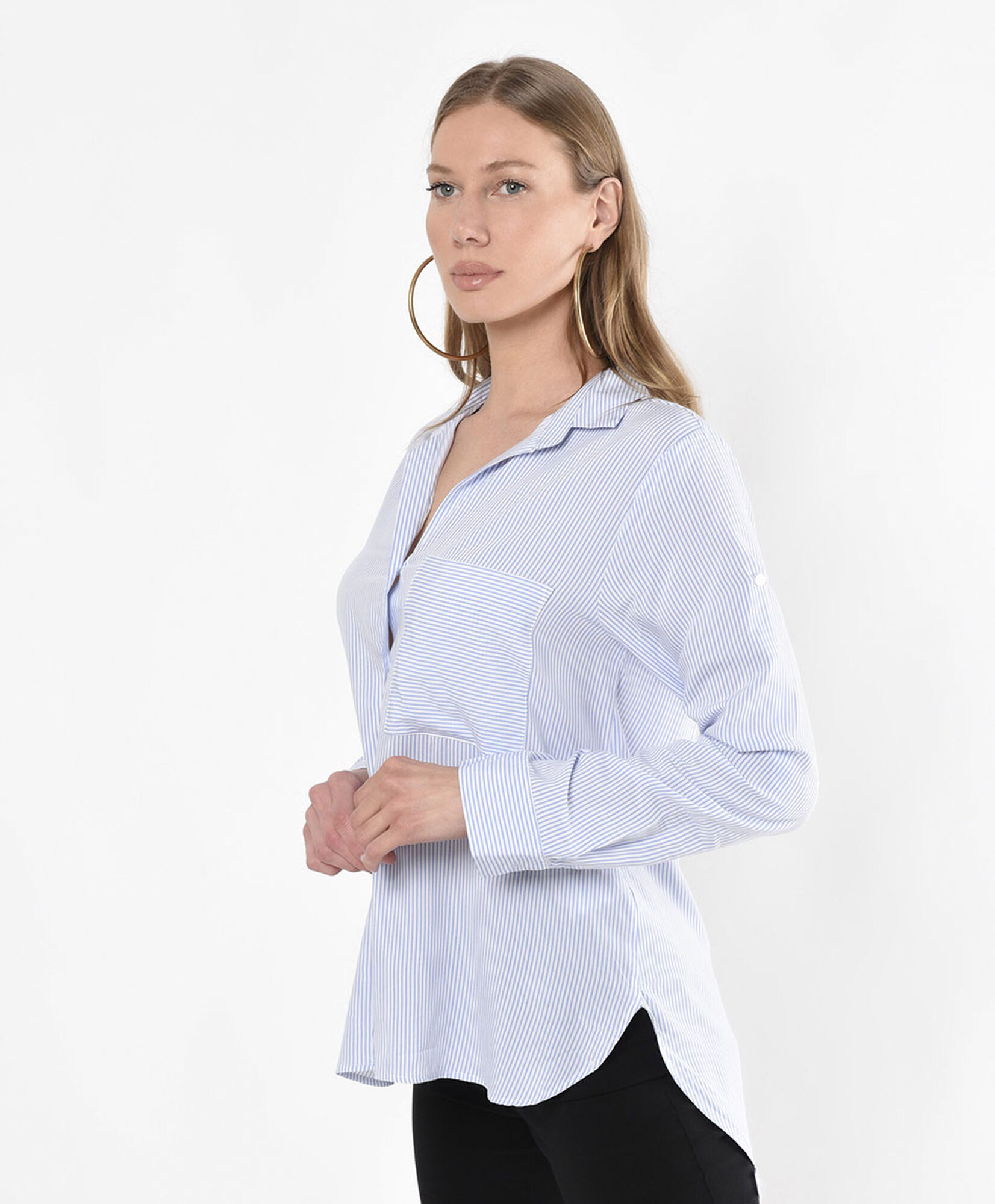 Blusa mujer bolsillo espalda larga Blusa mujer bolsillo espalda larga