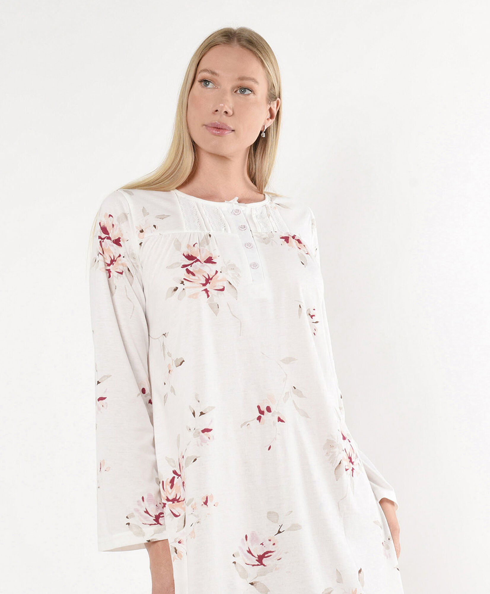 Camisa de dormir mujer floreada manga larga Camisa de dormir mujer floreada manga larga