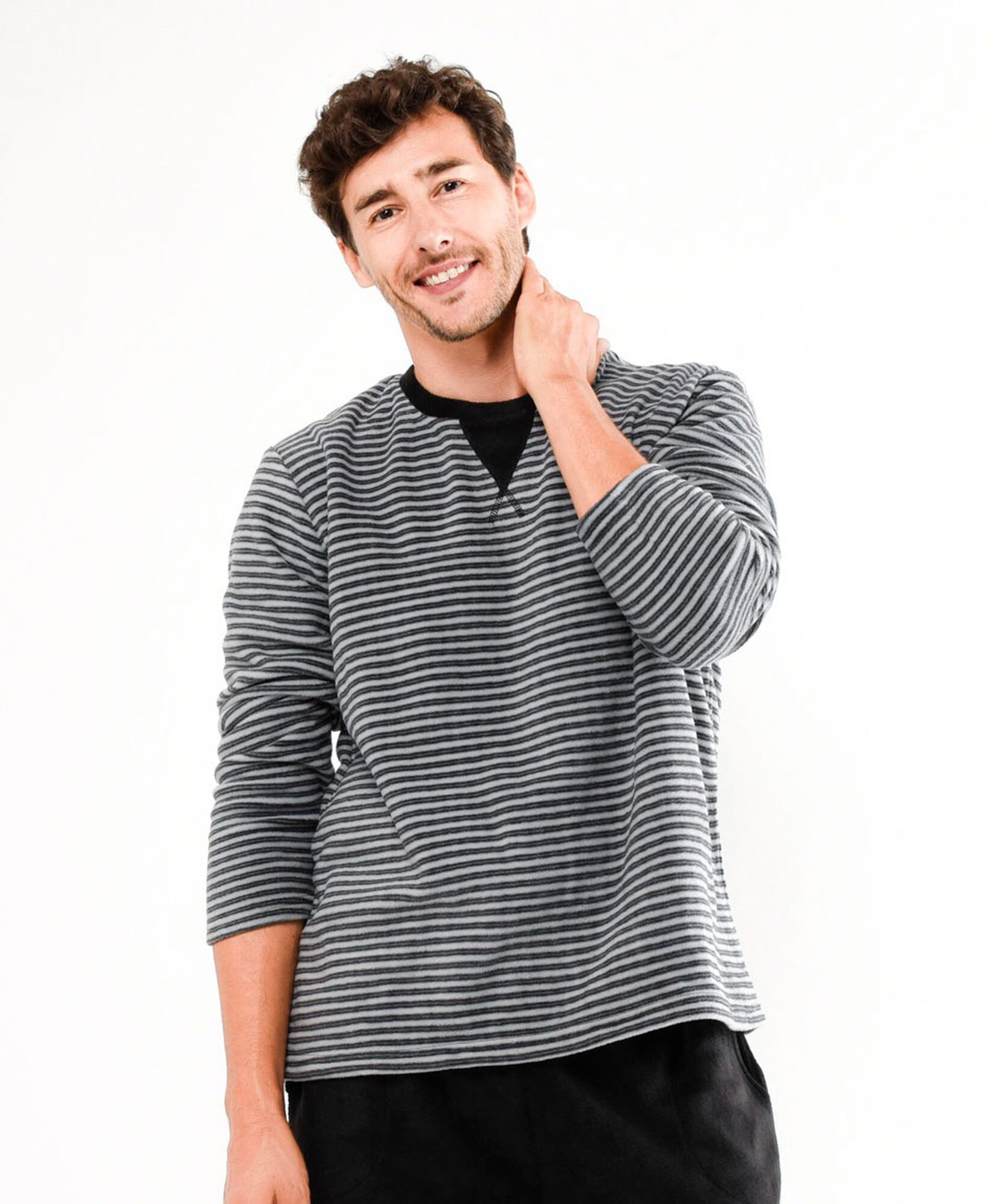 Pijama hombre polar líneas gris Pijama hombre polar líneas gris