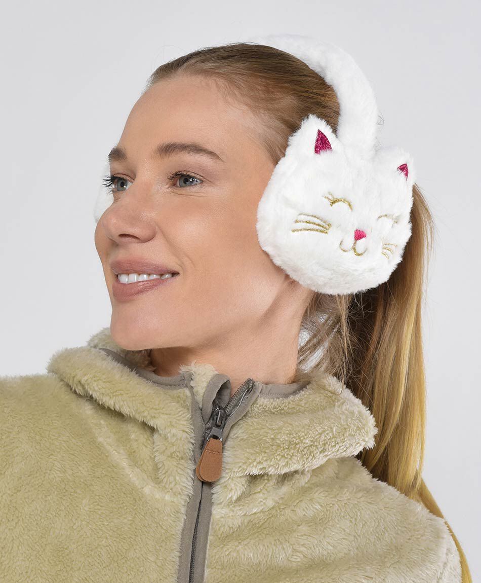 Orejera mujer gato blanco