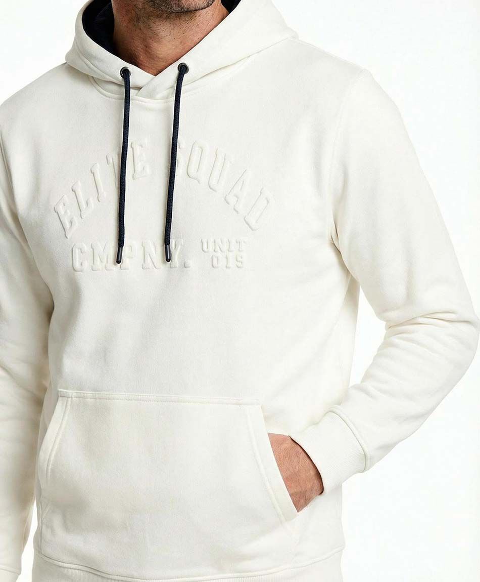 Poler&oacute;n hombre gorro canguro white