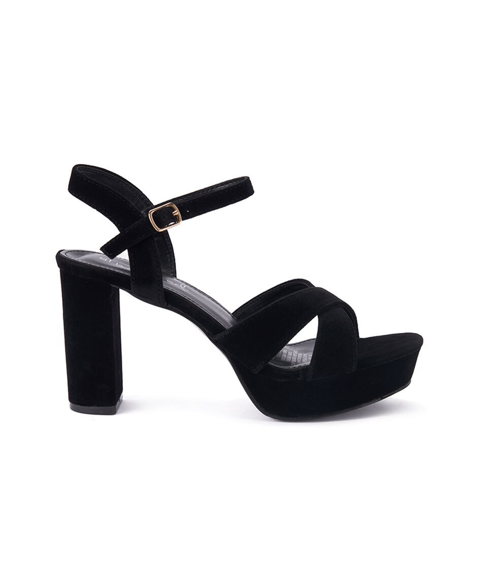 Sandalia mujer taco alto negra