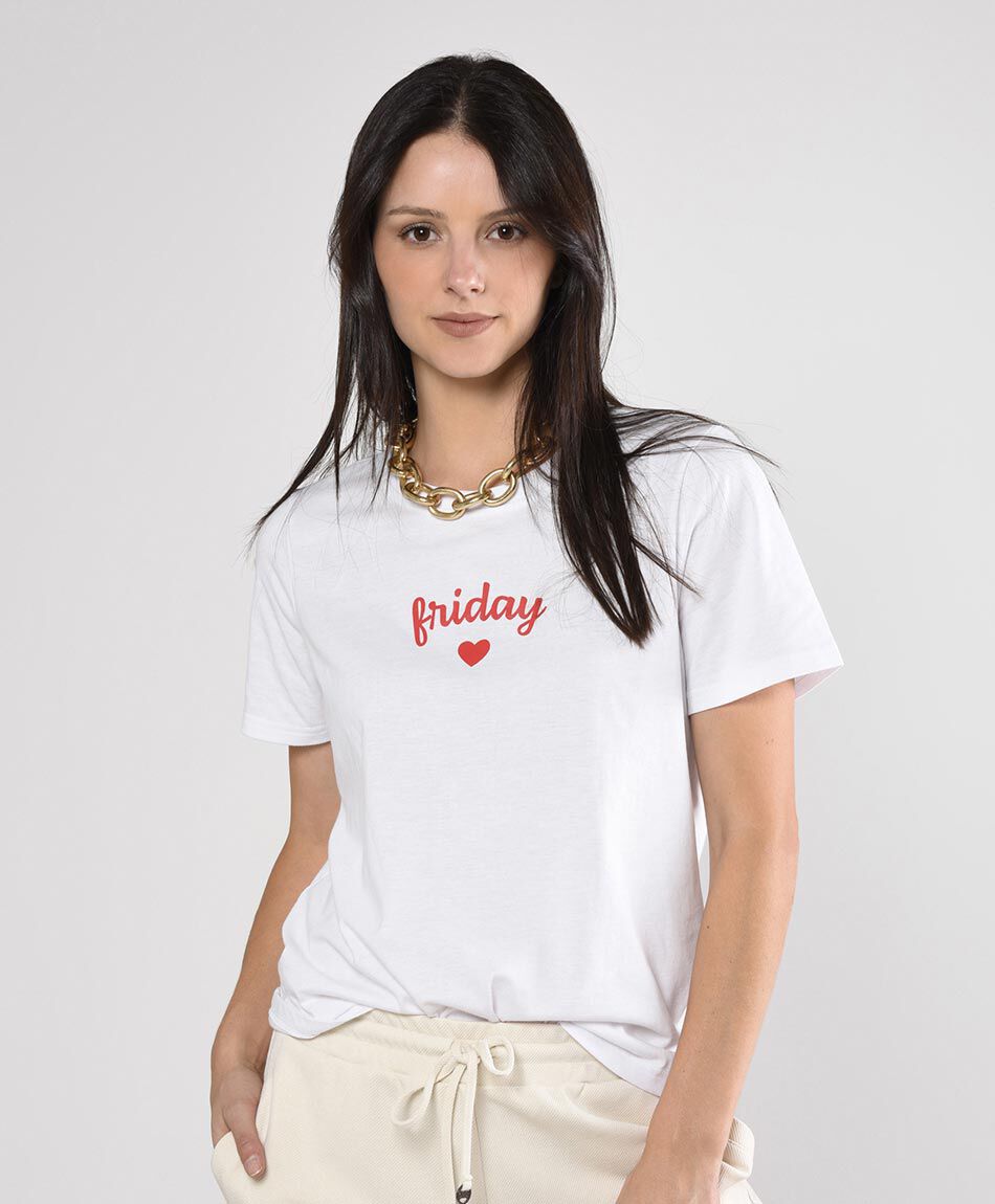 Polera mujer estampada manga corta