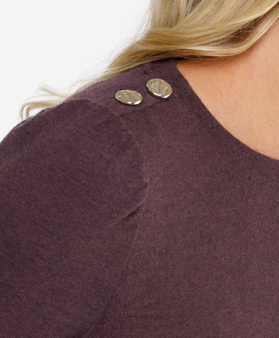 Polera mujer lanosa botones morada