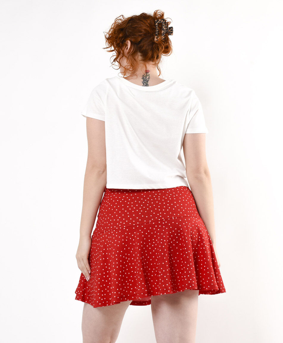 Mini falda mujer puntitos cinta