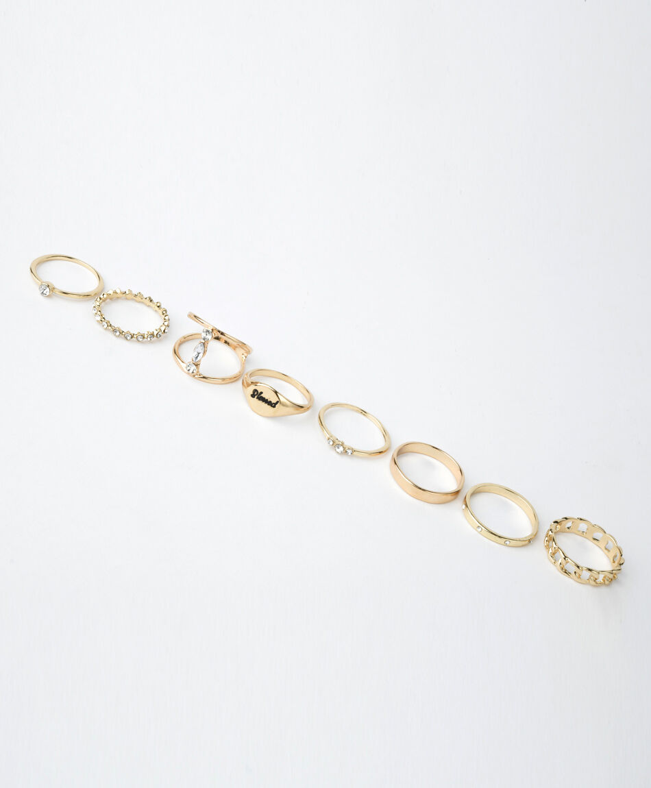 Set 8 anillos mujer piedras mix