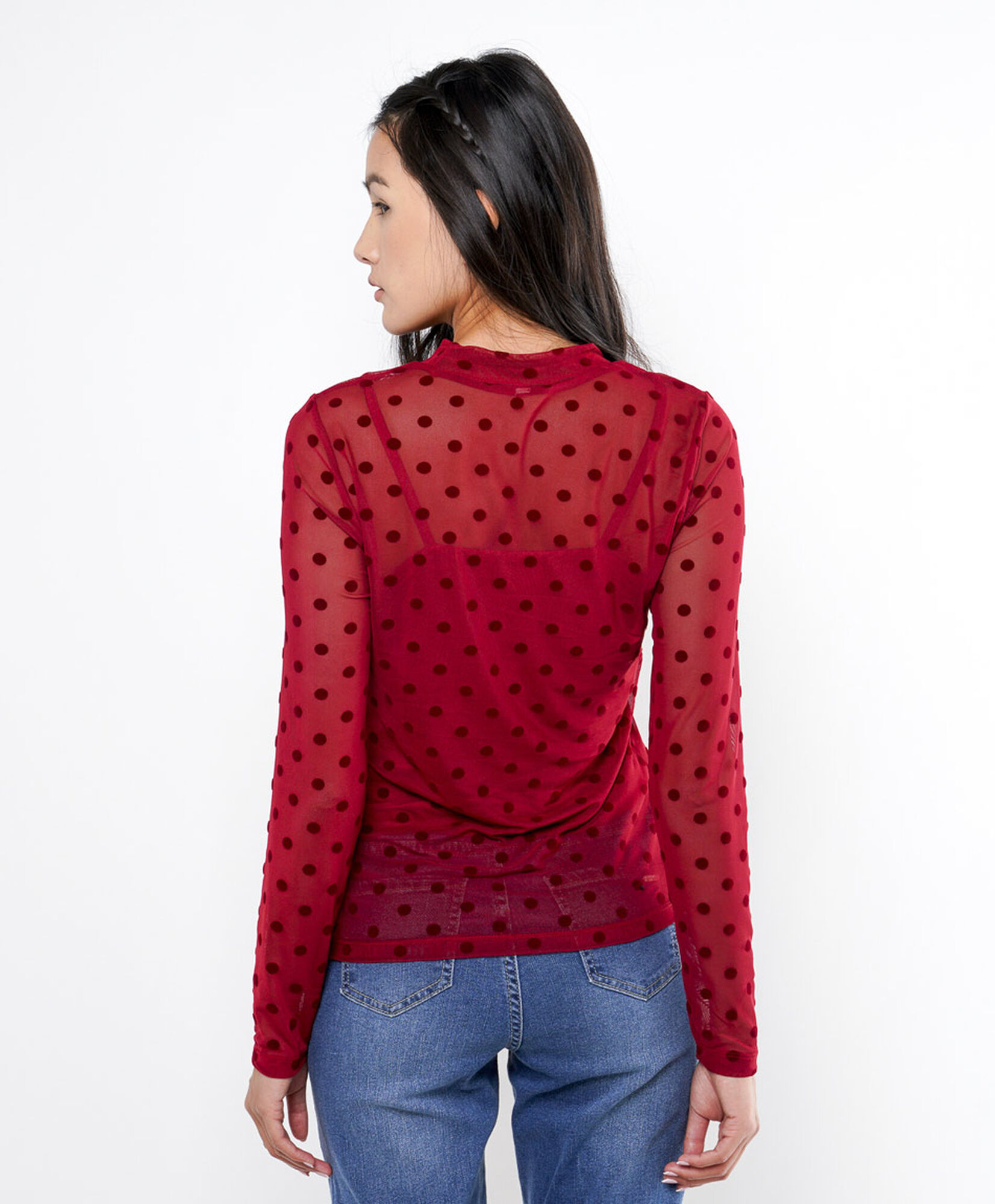 Polera mujer malla puntos Polera mujer malla puntos