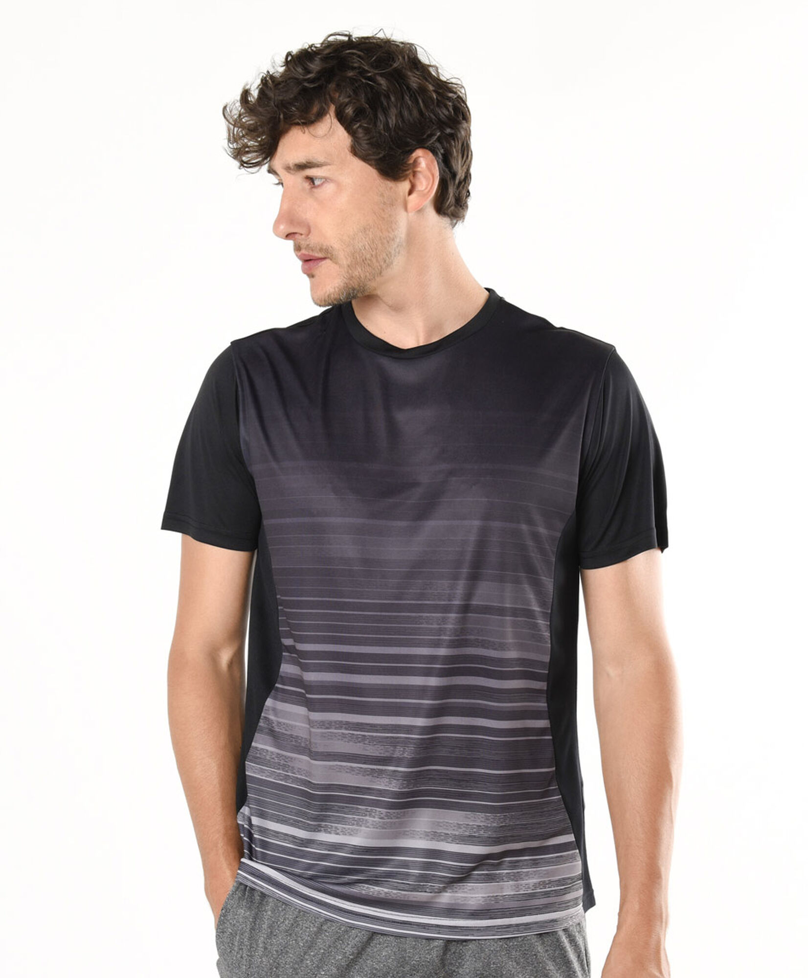 Polera deportiva hombre líneas bicolor Polera deportiva hombre líneas bicolor
