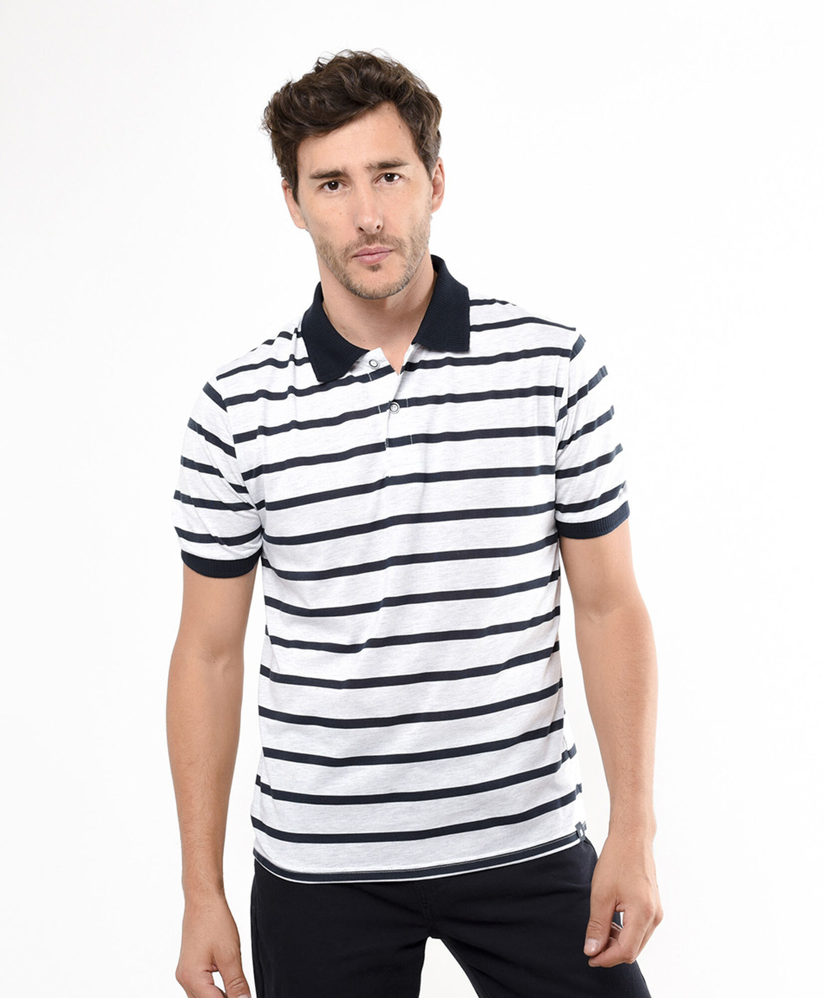 Polera hombre polo líneas bicolor Polera hombre polo líneas bicolor