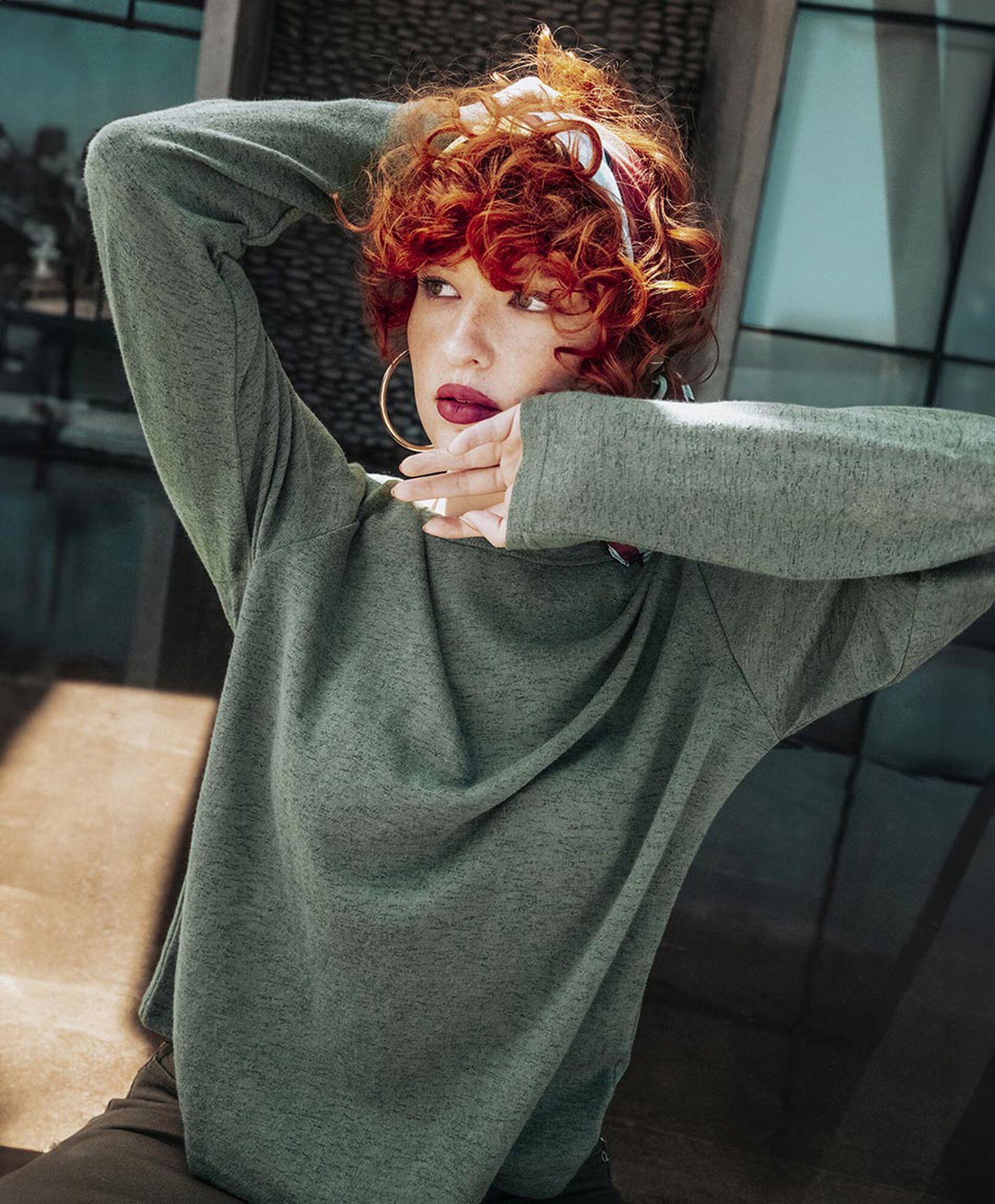 Polera mujer melange verde Polera mujer melange verde