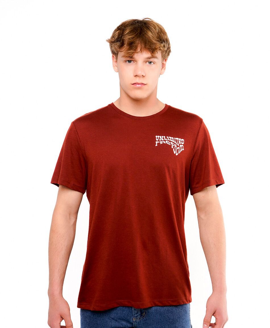 Polera hombre doble estampado freedom