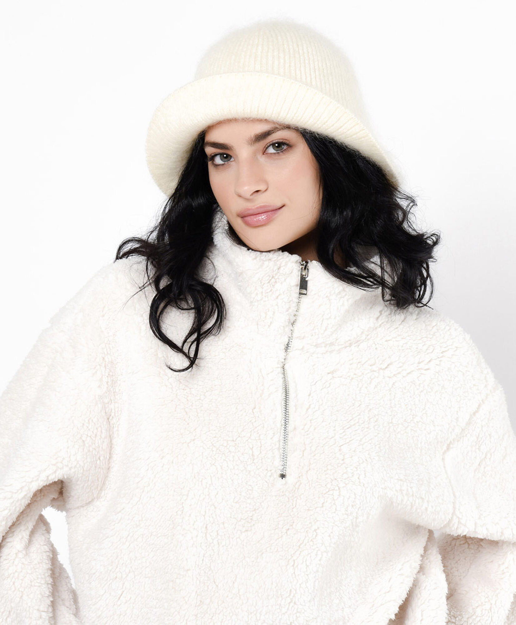 Polar mujer chiporro medio cierre blanco Polar mujer chiporro medio cierre blanco