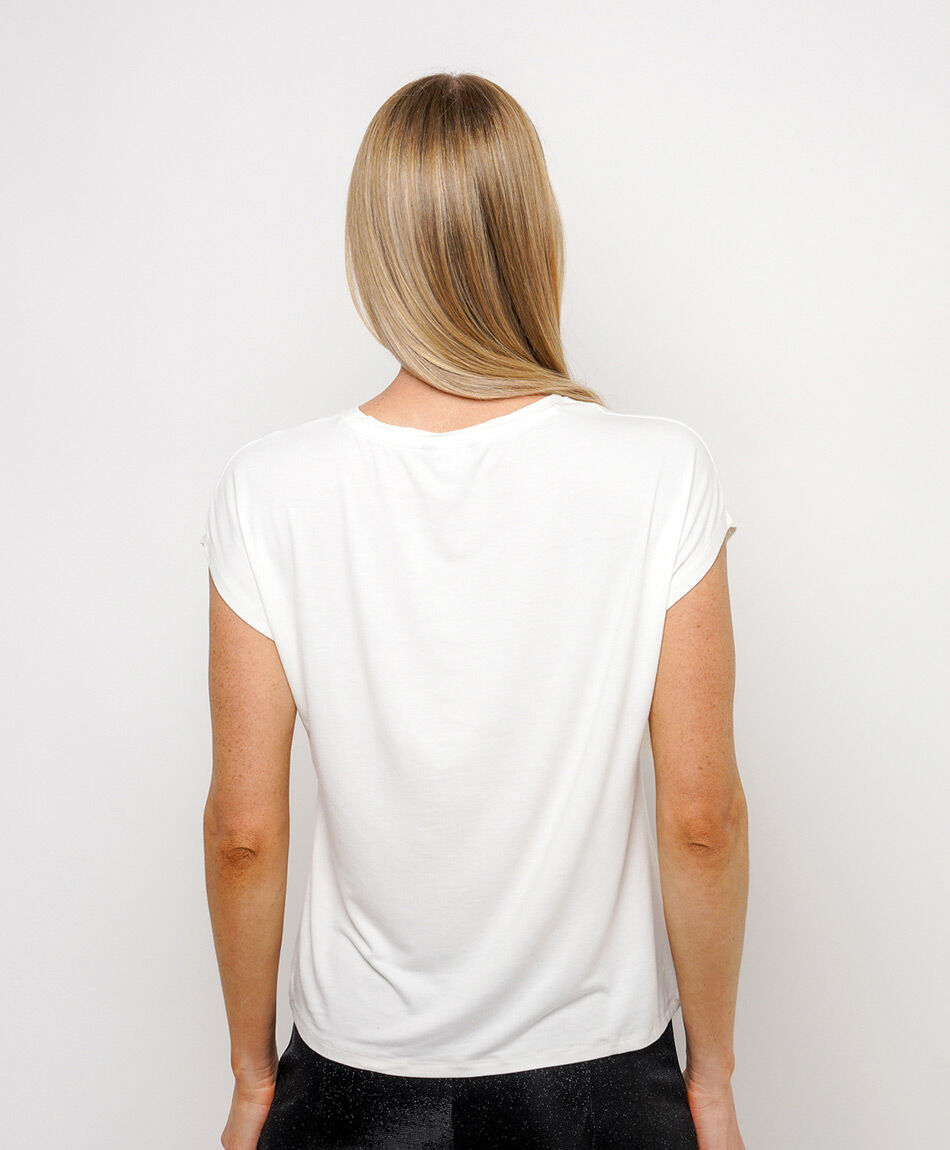 Polera mujer brillos dorados