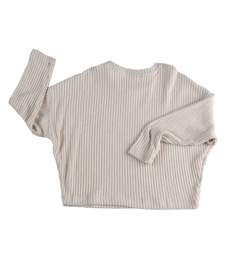 Sweater ni&ntilde;a liso canal&eacute; cuello redondo