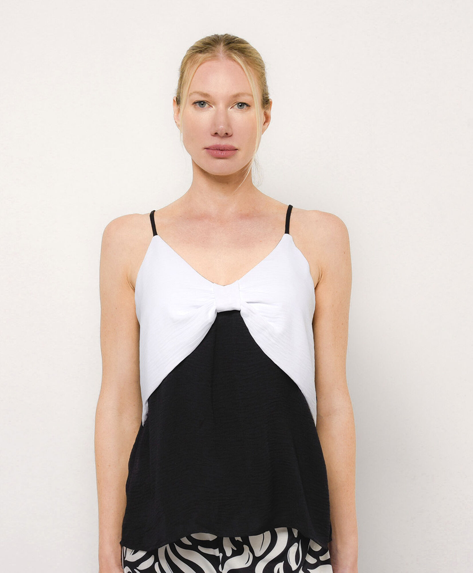 Blusa mujer top corbata contraste Blusa mujer top corbata contraste