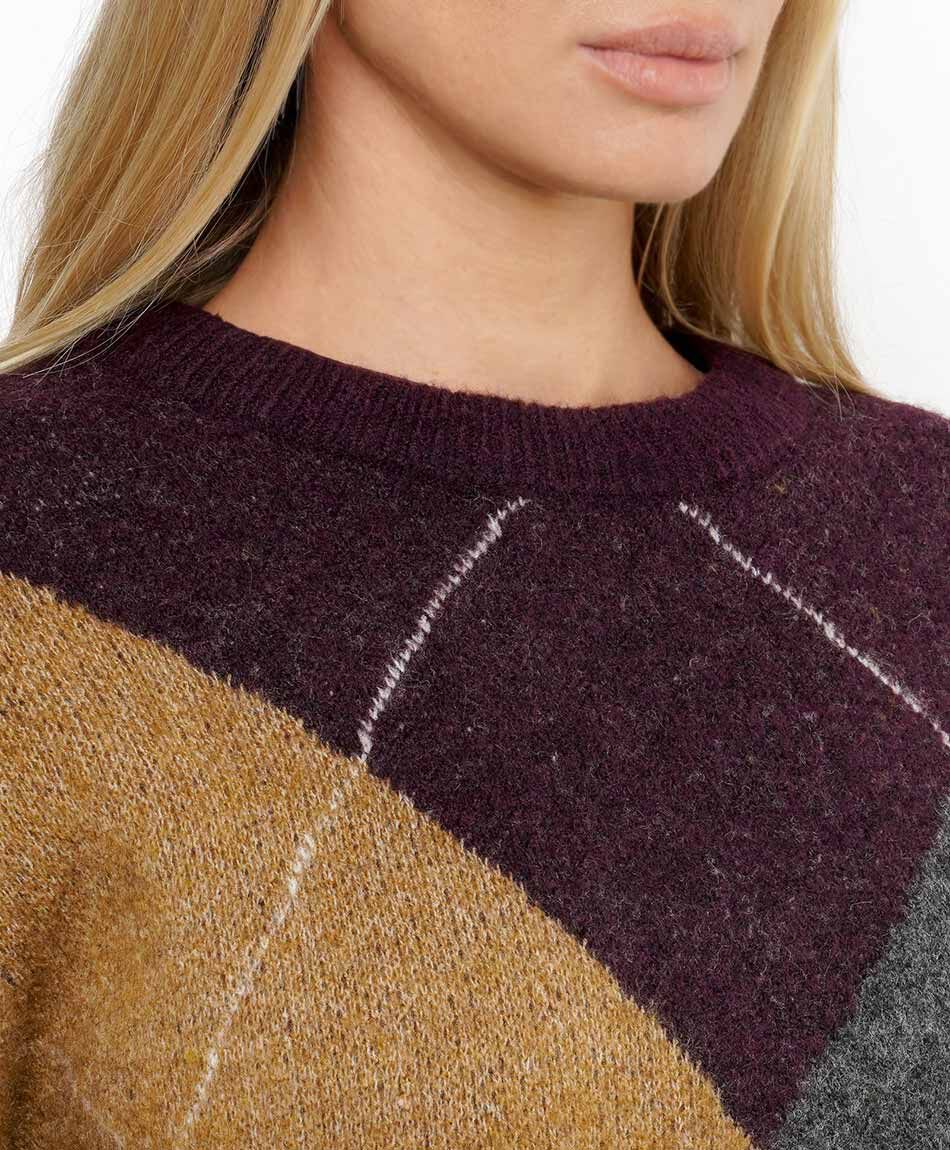 Sweater mujer rombos tricolor&nbsp;