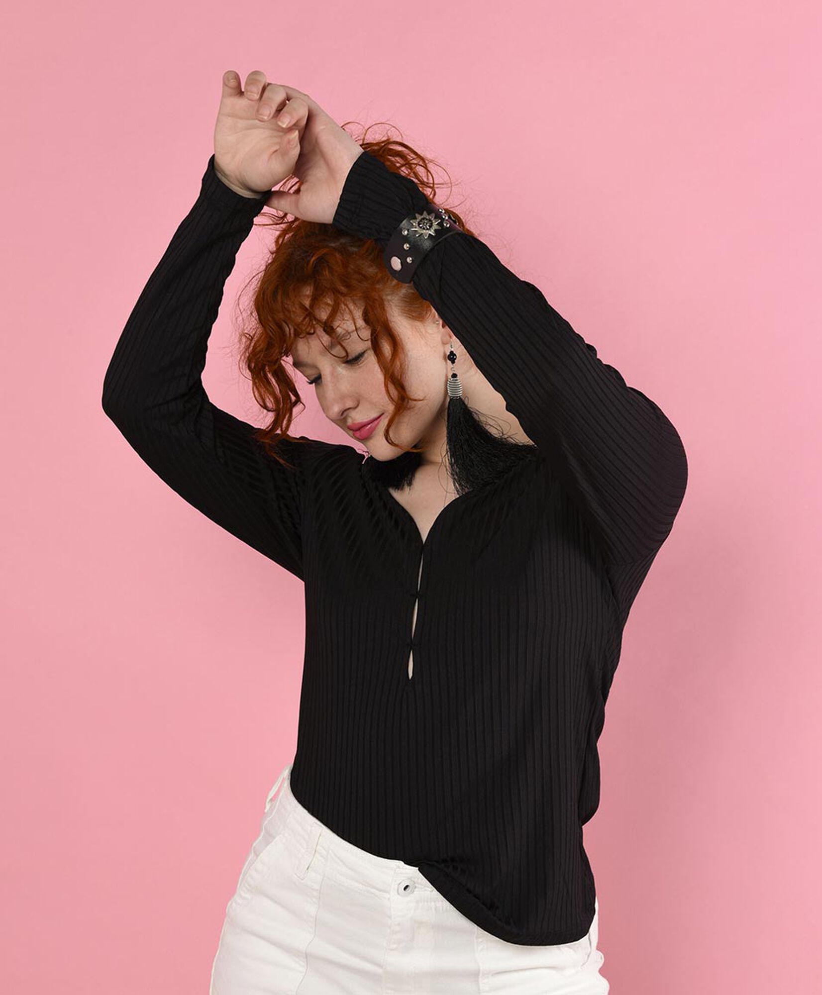 Polera manga larga cuello en v Polera manga larga cuello en v